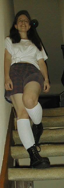 Coming down the stairs